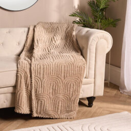 Ohs Tufted Arches Throw Teddy Fleece Blanket Winter Soft Warm Bedspread, Mink - 125 X 150 Cm - thumbnail 1