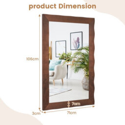 Gainoom 106Cm X71Cm Brown Farmhouse Wall Mirror Wood Vanity Wall Mirror - thumbnail 2