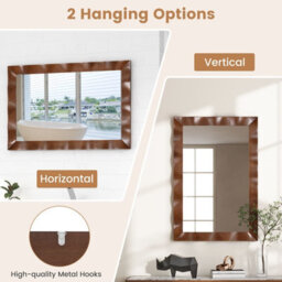 Gainoom 106Cm X71Cm Brown Farmhouse Wall Mirror Wood Vanity Wall Mirror - thumbnail 8