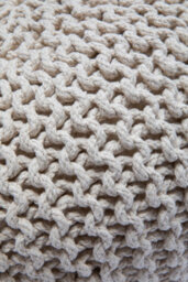 Knitted Pouffe Chunky Round Footstool Ottoman 100% Cotton Handmade Cream - thumbnail 5