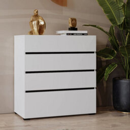 Arte Kross 80Cm Chest Of Drawers In Crisp White - Sleek Storage Solution For Modern Bedrooms - thumbnail 3