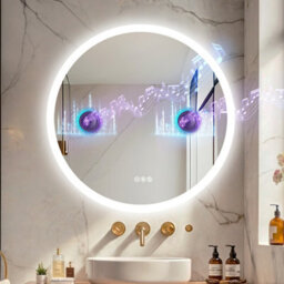 Luvodi 80Cm Large Bluetooth Led Bathroom Mirror W/ Front Lighting Backlit Dimmable Anti-Fog - thumbnail 1