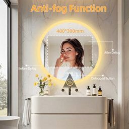 Luvodi 80Cm Large Bluetooth Led Bathroom Mirror W/ Front Lighting Backlit Dimmable Anti-Fog - thumbnail 3