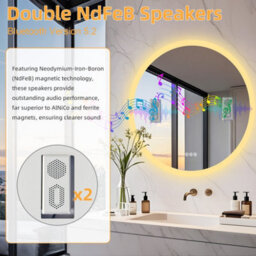Luvodi 80Cm Large Bluetooth Led Bathroom Mirror W/ Front Lighting Backlit Dimmable Anti-Fog - thumbnail 5