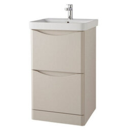 Clifton Bathroom Floor Standing 2-Drawer Vanity Unit With Basin 500mm Wide - Cashmere - (Arch) - Brassware Not Included - thumbnail 1