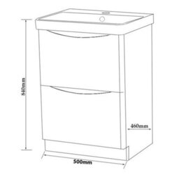 Clifton Bathroom Floor Standing 2-Drawer Vanity Unit With Basin 500mm Wide - Cashmere - (Arch) - Brassware Not Included - thumbnail 3