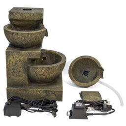 Primrose Kendall Stone Effect 3-Tier Cascading Garden Fountain Water Feature With Led Lights H48Cm - thumbnail 7
