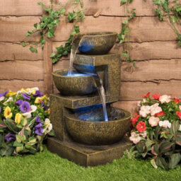 Primrose Kendall Stone Effect 3-Tier Cascading Garden Fountain Water Feature With Led Lights H48Cm - thumbnail 5