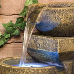 Primrose Kendall Stone Effect 3-Tier Cascading Garden Fountain Water Feature With Led Lights H48Cm - thumbnail 3