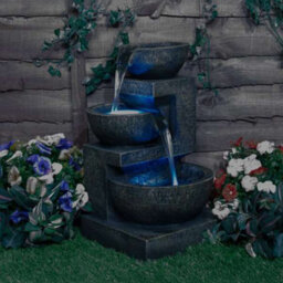 Primrose Kendall Stone Effect 3-Tier Cascading Garden Fountain Water Feature With Led Lights H48Cm - thumbnail 6