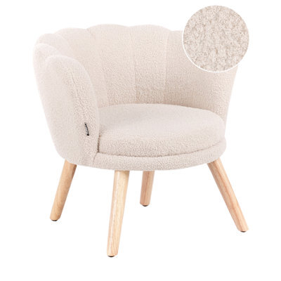 Beliani Kids Armchair Halby Boucle Light Beige - image 1