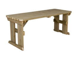 Arbor Garden Solutions Wooden Garden Table, Hollies Rounded Outdoor Pinic Dining Desk (6Ft, Natural Finish) - thumbnail 1