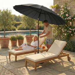 Urbn-Living Charcoal - 300Cm Round Shanghai Parasol Umbrella - thumbnail 2