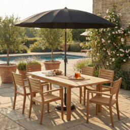 Urbn-Living Charcoal - 300Cm Round Shanghai Parasol Umbrella - thumbnail 4