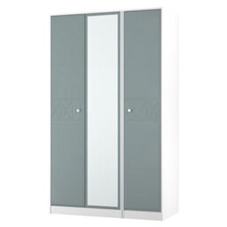 San Jose Ready Assembled Contemporary Matt Duck Egg Blue & White Tall Triple Wardrobe With 1 Mirror Door (H)1960mm (W)1108mm (D)530mm - thumbnail 1