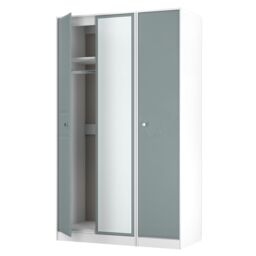 San Jose Ready Assembled Contemporary Matt Duck Egg Blue & White Tall Triple Wardrobe With 1 Mirror Door (H)1960mm (W)1108mm (D)530mm - thumbnail 4