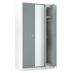 San Jose Ready Assembled Contemporary Matt Duck Egg Blue & White Tall Triple Wardrobe With 1 Mirror Door (H)1960mm (W)1108mm (D)530mm - thumbnail 5