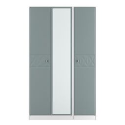 San Jose Ready Assembled Contemporary Matt Duck Egg Blue & White Tall Triple Wardrobe With 1 Mirror Door (H)1960mm (W)1108mm (D)530mm - thumbnail 2