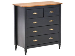 Wyld And Coco Nordicluxe Sideboard Black 5-Drawer Chest Storage Unit, W79 X D40 X H83Cm - thumbnail 3