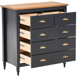 Wyld And Coco Nordicluxe Sideboard Black 5-Drawer Chest Storage Unit, W79 X D40 X H83Cm - thumbnail 5