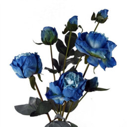 Leaf 55Cm Blue Peony Artificial Flowers Spray - 4 Flowers 3 Buds - thumbnail 4