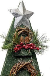 Shatchi Christmas Decoration Gift Battery Operated Green Tree Tabletop Decorated With Berries, Pines And Small Warm White Bulbs - thumbnail 5