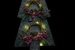 Shatchi Christmas Decoration Gift Battery Operated Green Tree Tabletop Decorated With Berries, Pines And Small Warm White Bulbs - thumbnail 4