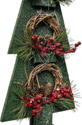 Shatchi Christmas Decoration Gift Battery Operated Green Tree Tabletop Decorated With Berries, Pines And Small Warm White Bulbs - thumbnail 6