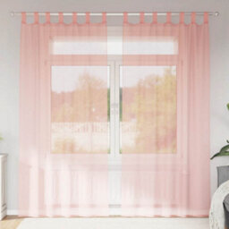 Berkfield Voile Curtains With Rod Pockets 2 Pcs Pink - thumbnail 1