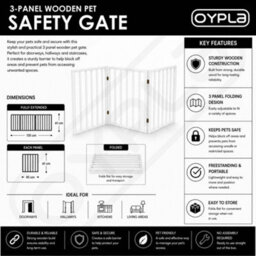 Oypla White Dog Safety Folding Wooden Pet Gate Portable Barrier - thumbnail 7