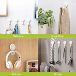 Suction Cup Shower Hooks For Bathrobes And Towels, Sturdy (Set Of 4), Waterproof And Reusable, For Bathroom And Kitchen - thumbnail 5
