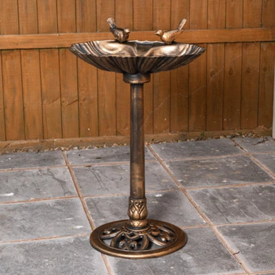 81Cm Bronze Effect Garden Bird Bath , Patio Water Bowl With Bird Sculptures - image 1