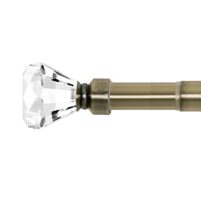 Ameha Plain Sapphire Crystal Metal Curtain Pole 120-210 Cm, (48-84 Inches) Antique Brass Extendable Adjustable Curtain Poles - image 1