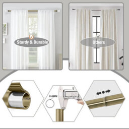 Ameha Plain Sapphire Crystal Metal Curtain Pole 120-210 Cm, (48-84 Inches) Antique Brass Extendable Adjustable Curtain Poles - thumbnail 4