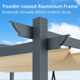 Costway 4 X 2.9M Outdoor Aluminum Retractable Pergola Canopy Shelter Grape Trellis Beige - thumbnail 8