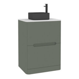 Royal Bathrooms Venice 600mm Sage Green Freestanding Bathroom Countertop Vanity Unit 2 Drawer With Art Square Basin - thumbnail 7