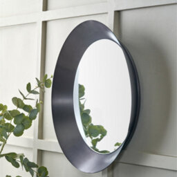 Pacific Lifestyle Round Wall Mirror Grey Metal Wide Angled Frame 60Cm Concave Contemporary - thumbnail 3