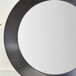 Pacific Lifestyle Round Wall Mirror Grey Metal Wide Angled Frame 60Cm Concave Contemporary - thumbnail 5