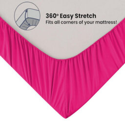 "Ameha Fitted Sheet 40Cm Extra Deep Pocket Bed Sheet Elastic Corners Soft Microfiber Fitted Sheet 16"" (Hot Pink,king 152 X 200 Cm)" - thumbnail 5