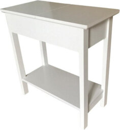 Hygrad Built to Survive Wooden Narrow Flip Top Sofa Bed Side End Table Night Stand With Shelf White Narrow Side Table, Slim Bedside Flip Top End - thumbnail 5