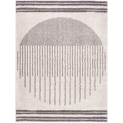 Livabliss Fossay Shaggy-Washable Beige Brown Green Grey Global High Pile Living Bedroom Rug 140 X 200 Cm Easy Care, Non Shedding - image 1