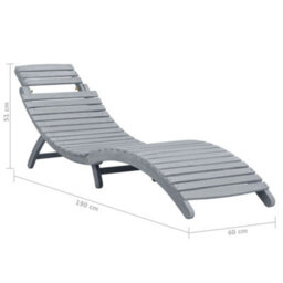 Vidaxl Sun Lounger Grey Wash Solid Acacia Wood - thumbnail 8