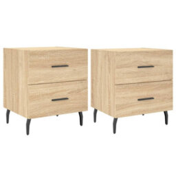 Berkfield Bedside Cabinets 2 Pcs Sonoma Oak 40X35X47.5 Cm Engineered Wood - thumbnail 2