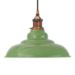 Mint Green St Edmund's Painted Dome Pendant Light With Antique Copper Lamp Holder And Black Round Cable - Se Home - thumbnail 1