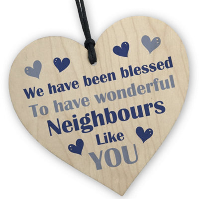 Red Ocean Handmade Wooden Hanging Heart Plaque Gift For Neighbours Keepsake For Friend Neighbour - image 1