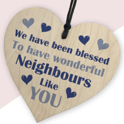 Red Ocean Handmade Wooden Hanging Heart Plaque Gift For Neighbours Keepsake For Friend Neighbour - thumbnail 2