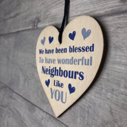 Red Ocean Handmade Wooden Hanging Heart Plaque Gift For Neighbours Keepsake For Friend Neighbour - thumbnail 7