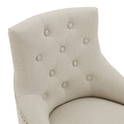 The Furniture Market Luxury Natural Fabric Scoop Back Kitchen Counter Bar Stool Limed Oak Legs Quilted Button Back Stud Detailing Solid Wood Frame - thumbnail 6