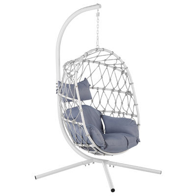 Beliani Hanging Chair With Stand Adria Metal White - image 1