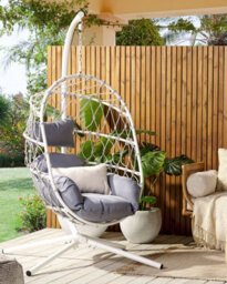 Beliani Hanging Chair With Stand Adria Metal White - thumbnail 2